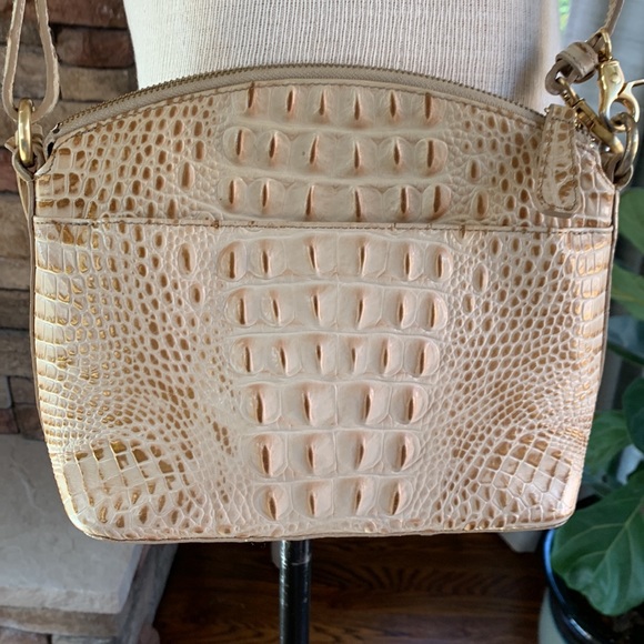 Brahmin medium size tan and brown adjustable crossbody purse - Picture 4 of 13